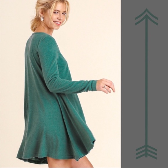 Umgee Layered Trapeze Swing Mini Dress Tunic Grey - Picture 7 of 8